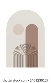 Geometric Rainbow Arches Background. Mid Century Modern Rainbow Background Illustration