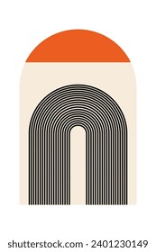 Geometric Rainbow Arches Background. Mid Century Modern Rainbow Background Illustration