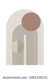 Geometric Rainbow Arches Background. Mid Century Modern Rainbow Background Illustration