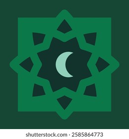 geometric Ramadan ornaments set icon