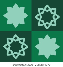 geometric Ramadan ornaments set icon