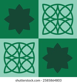 geometric Ramadan ornaments set icon