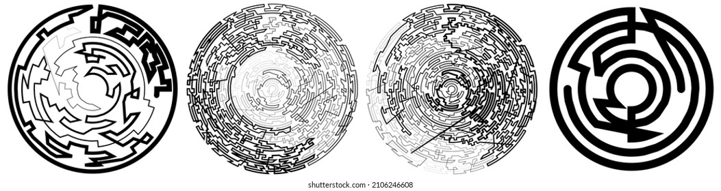 Geometric, random circular element. Abstract angular circle shape 