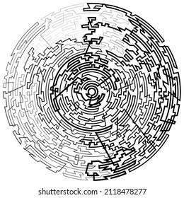 Geometric, random circular element. Abstract angular circle shape 