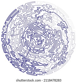 Elemento geométrico, aleatorio circular. Forma de círculo angular abstracta 