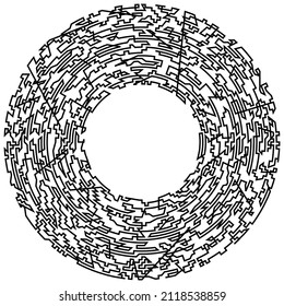 Geometric, random circular element. Abstract angular circle shape 