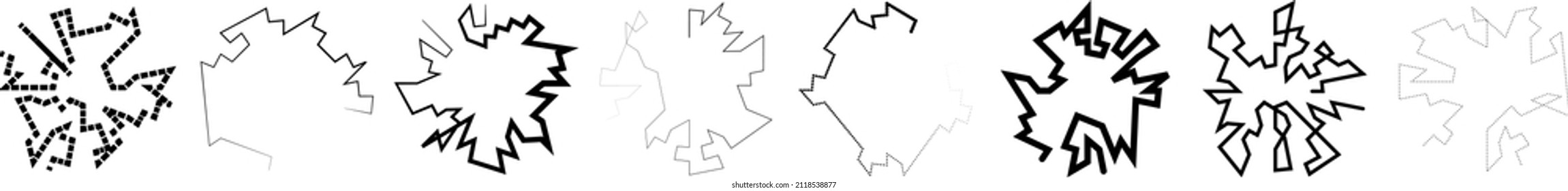 Geometric, random circular element. Abstract angular circle shape 