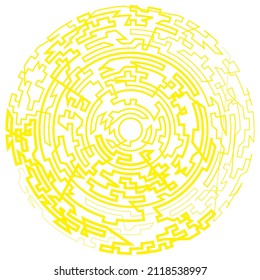 Geometric, random circular element. Abstract angular circle shape 