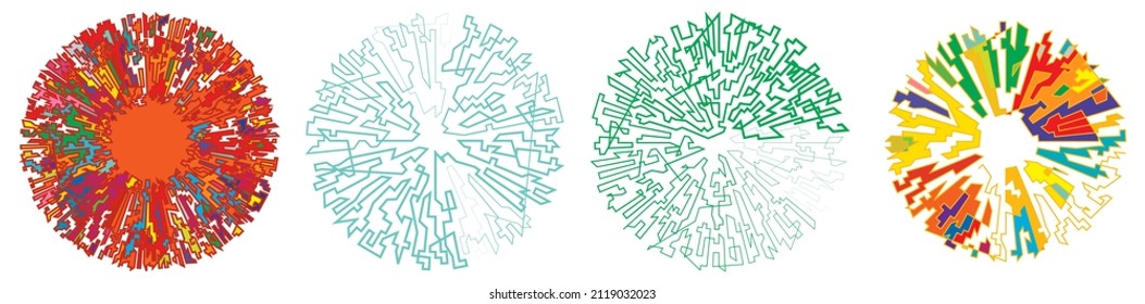 Geometric, random circular element. Abstract angular circle shape 