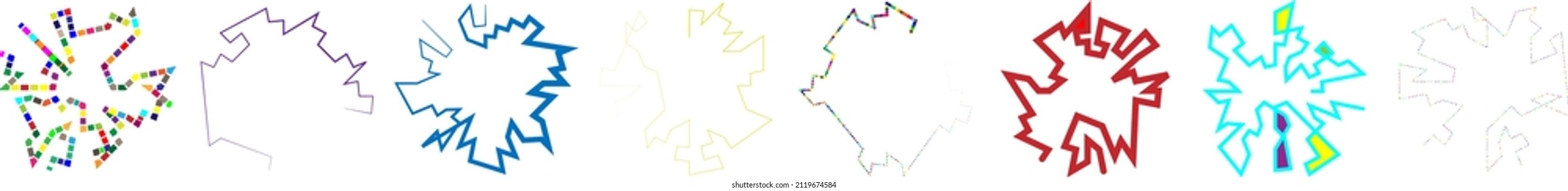 Geometric, random circular element. Abstract angular circle shape 