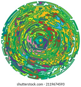 Geometric, random circular element. Abstract angular circle shape 