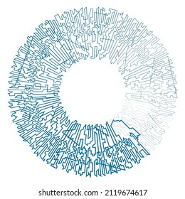 Geometric, random circular element. Abstract angular circle shape 