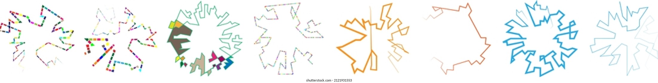 Geometric, random circular element. Abstract angular circle shape 