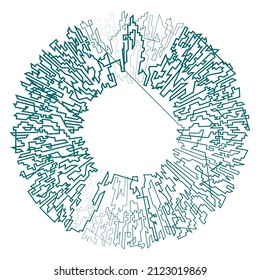 Geometric, random circular element. Abstract angular circle shape 