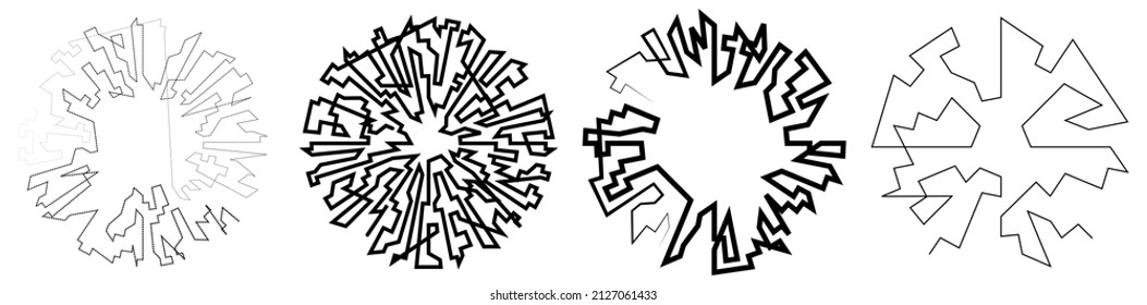 Geometric, random circular element. Abstract angular circle shape 
