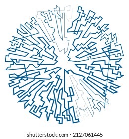 Geometric, random circular element. Abstract angular circle shape 