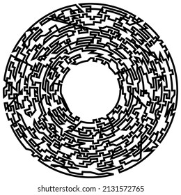 Geometric, random circular element. Abstract angular circle shape 