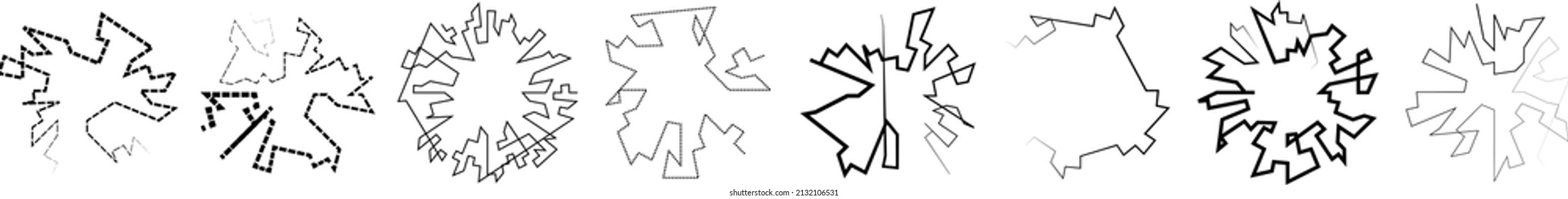 Geometric, random circular element. Abstract angular circle shape 