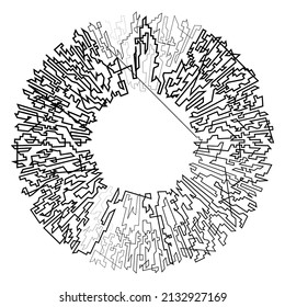 Geometric, random circular element. Abstract angular circle shape 