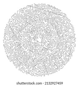Geometric, random circular element. Abstract angular circle shape 