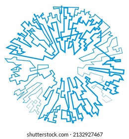 Geometric, random circular element. Abstract angular circle shape 