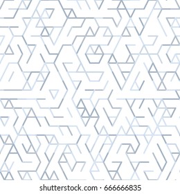 Geometric random lines pattern. Abstract technology background with grey geometric shapes in tessellation on white. Linear abstract lattice, random coloring. Vector seamless linear pattern.