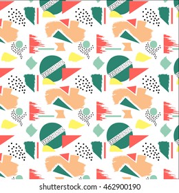 Geometric and random shapes combined into a modern seamless pattern