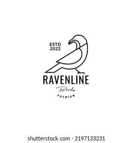 geometric raven line logo design