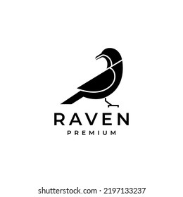 geometric raven logo design minimalist