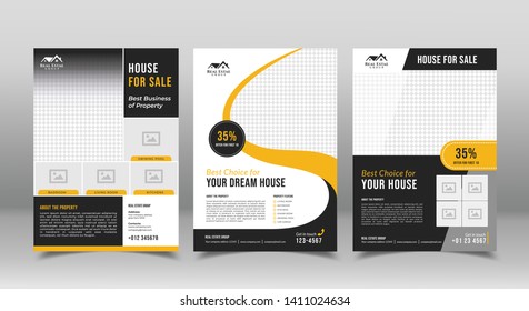 Geometric Real Estate Brochure Design Template. Business Flyer Brochure Designs Template