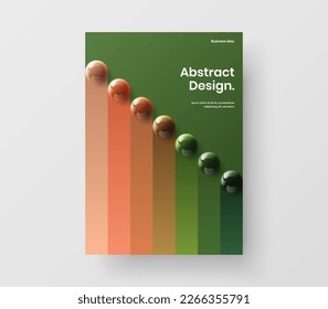 Geometric realistic balls annual report illustration. Clean corporate identity A4 vector design layout.