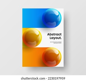 Geometric realistic balls banner layout. Multicolored leaflet A4 vector design illustration.
