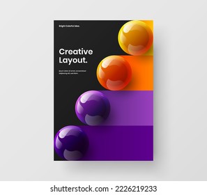 Geometric realistic balls company cover template. Colorful brochure vector design concept.