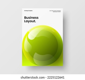 Geometric realistic balls company identity illustration. Multicolored catalog cover vector design concept.