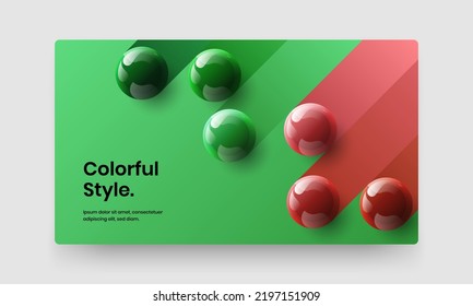 Geometric realistic balls corporate cover concept. Modern landing page design vector layout.