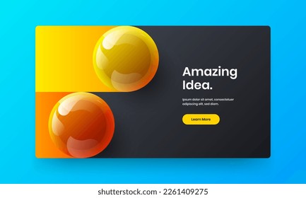 Geometric realistic balls flyer template. Amazing front page vector design layout.
