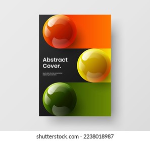 Ilustración del folleto de bolas geométricas realistas. Concepto simple de diseño de vector de folletos corporativos.