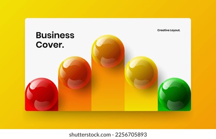 Geometric realistic balls postcard illustration. Fresh brochure design vector concept.