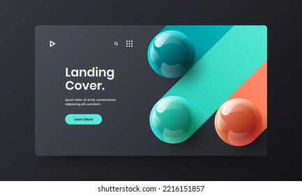 Geometric realistic balls poster template. Bright company brochure design vector illustration.