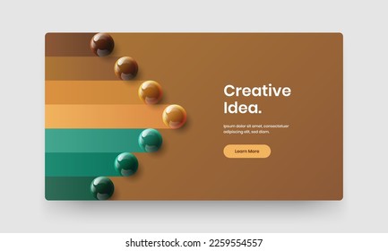 Geometric realistic balls presentation template. Creative site screen design vector concept.