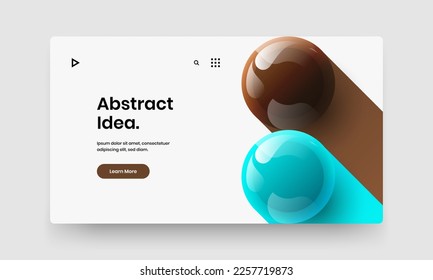 Geometric realistic spheres booklet illustration. Unique journal cover vector design template.