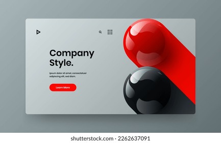 Geometric realistic spheres flyer template. Bright banner vector design illustration.
