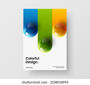 Vorlage zur Darstellung geometrischer realistischer Sphären. mehrfarbiges Booklet A4 Vektordesign-Layout.