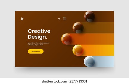 Geometric realistic spheres web banner template. Multicolored postcard vector design concept.