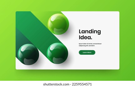 Geometric realistic spheres website template. Modern brochure design vector layout.
