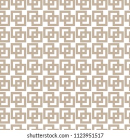 Geometric rectangle gold line abstract seamless pattern. Monochrome chain simple vector texture.
