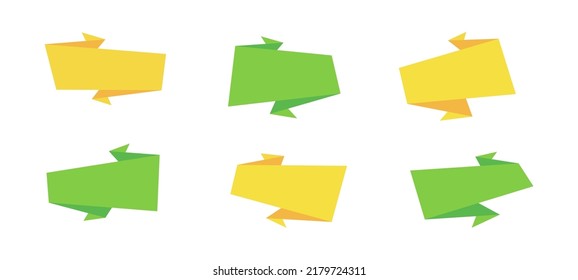 Geometric rectangle promotion sticker collection, isolated web sale banner set, abstract horizontal price offer, festive origami style promo box, flat color discount label, vector graphic