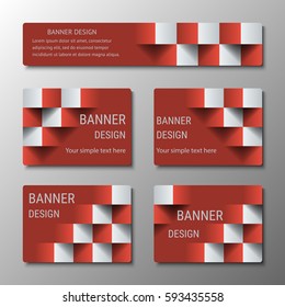 Geometric rectangular banners of the same width with the 3D effect for business website. Three template for the header of the site and advertising banners