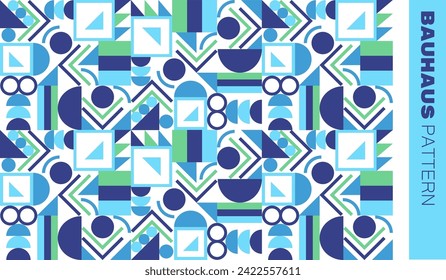 geometric rectangular blue colors pattern background design. vector illustration. Bauhaus style. 

