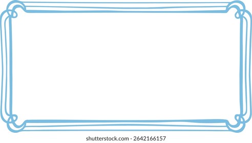 Geometric rectangular frame in abstract blue line art style. Clean minimal border design perfect for invitations, certificates, posters, and modern digital compositions or layouts.